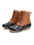 Women's Waterproof High Top Boots Lace Up Duck BootsRound Toe Rain Booties Anti Slip