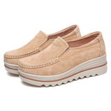 Women Suede Loafers Moccasins Pumps Slip On Wedge Casual Shoes Height Increase