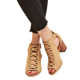 Women's Fashion Peep Toe Sandals Wear-Resisting Hollow Buckles Summer Shoes