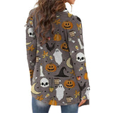 Women Halloween Print Long Sleeve Cardigan Coat Outwear Jacket Jumper Open Front