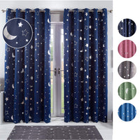 Fashion Curtain 6 Colors Moon Star Blackout Curtains Eyelet Grommet Top Darkening Blockout Curtain For Kids Boy Girl Room