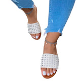 Women's Slippers Summer Slip On Sandals Outdoor Rivet Breathable Backless Shoes