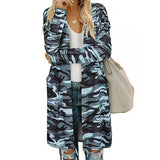 Women's Long Sleeve Side Pockets Jackets Tops Camouflage Coats Outdoor Cardigans