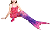 Kids Girls 3Pcs Mermaid Tail Swimming Bikini Set Swimwear Swimmable Costumes Kit