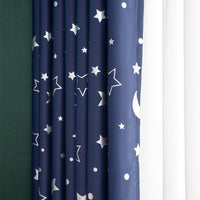 Moon and Stars Blackout Curtains for Girls Bedroom Grommet Thermal Insulated Room Darkening Printed Kids Curtains