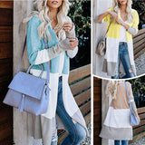 Ladies Retro Vintage Sweater Open Front Long Sleeve Classic Knit Cardigan Outwear Coat