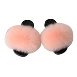 Kids Girls Slip On Faux Fur Slippers Open Toe Flat Indoor Casual Comfortable