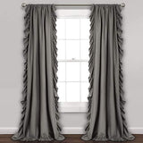 Ruffle Rod Pocket Curtain Thermal Insulated Semi Blackout Window Curtain Panels for Living Room Kids Bedroom Decor, Single Panel