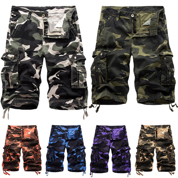 Men Camo Cargo Shorts Casual Hiking Lunge Pant with Pocket