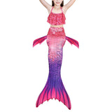 Kids Girls 3Pcs Mermaid Tail Swimming Bikini Set Swimwear Swimmable Costumes Kit