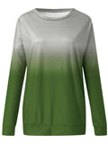 Women Casual Loose Gradient Printed T-Shirt Splicing Long Sleeve Blouse Pullover