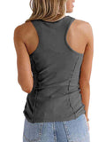 Women's Casual Solid Sleeveless Vest Tank Top Loose T-Shirt Blouse Tops Buttons