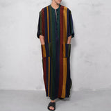 Men's Muslim Long Robe Long Sleeve Round Neck Middle East Kaftans Formal Party