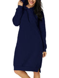 Womens Casual Hooded Sweatshirt Long Sleeve Sweater Hoodies Ladies Jumper Dress