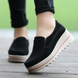 Women Suede Loafers Moccasins Pumps Slip On Wedge Casual Shoes Height Increase