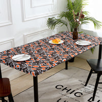 Elastic Fitted Rectangle Tablecloth Polyester Printed Table Cover Dust-Proof Washable Dining Tablecloth for Banquet, Wedding, Party