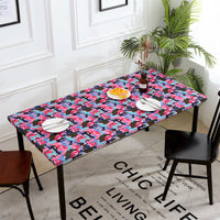Elastic Fitted Rectangle Tablecloth Polyester Printed Table Cover Dust-Proof Washable Dining Tablecloth for Banquet, Wedding, Party