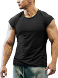 Men's Crew Neck Tops Gym Bodybluilding Fitness Muscle T-Shirt Loose Pullover