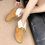 Womens Plush Lined Warm Ankle Boots Winter Snow Boots Short Booties Lace Up Casual Soft Shoes