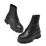Womens Ladies Chunky Platform Shoes Retro Lace Up Combat Army Goth Punk Boots