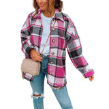 Womens Casual Plaid Wool Blend Jacket Button Down Long Sleeve Shirt Shackets