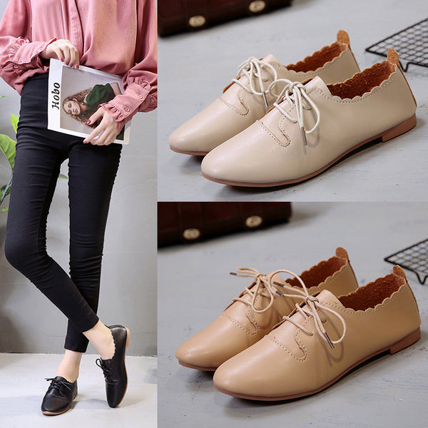 Women's Shoe Classic Lace Up Dress Low Flat Pointed Toe Heel Oxford