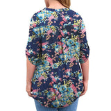 Women's Floral Printed V Neck Long Sleeve T-Shirt Pullover Blouse Tops Tunic Tee