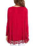 Women's Solid Color Crew Neck Long Sleeve T-Shirt Pullover Blouse Tops Tunic Tee