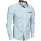 Men Plaid Color Long Sleeve Shirt Casual Slim Fit T-Shirt Tee Blouse Button-Down