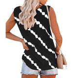 Sleeveless Stripe Tank for Women Summer Casual U Neck Loose Blouse Shirts Vest