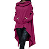 Women Hoodies Long Sleeve Tops Hooded Blouse Tunic Sweater Pockets Irregular Hem
