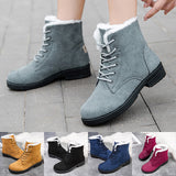 Women's Snow Boots Winter Ankle Boots Lace Up Cotton Warm Fur Lined Anti-Slip Platform Booties Outdoor