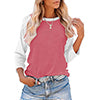 Women Color Matching Crew Neck 3/4 Sleeve T-Shirt Pullover Blouse Tops Tunic Tee
