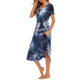Women's Short Sleeve Pockets Pajamas Sleep Dress Nightgown Sleepwear Nightshirt