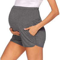 Pregnant Women Yoga Shorts Maternity Hot Pants Casual High Waist Bottoms Pockets