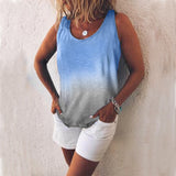 Plus Size Womens Loose Sleeveless T-shirt Ladies Gradient Summer Top Blouse