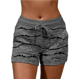 Women Yoga Shorts Elastic Waist Summer Beach Casual Drawstring Fitness Hot Pants