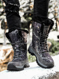 Mens Winter Snow Boots Camouflage Keep Warm Lace Up Outdoor Hiking Mid Calf Booties Anti Slip