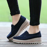 Women Suede Loafers Moccasins Pumps Slip On Wedge Casual Shoes Height Increase