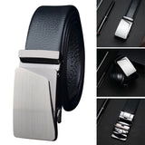 Men's Luxury Genuine Leather Adjustable Belt Ratchet Strap With Automatic Buckle