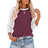 Women Color Matching Crew Neck 3/4 Sleeve T-Shirt Pullover Blouse Tops Tunic Tee