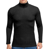 Men's Solid Color High Collar Knitted Sweater Jumper Casual Pullover Tops Blouse