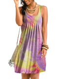 Women's Tie Dye Sleeveless Short Dress Ladies Summer Casual Vest Top Mini Dress