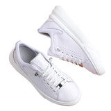 Women Solid Color Lace Up Anti Slip Round Toe Lightweight Casual Wear Flat Shoes