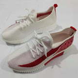 Womens Mesh Knit Trainers Lace-Up Athletic Sprot Sneakers Ladies Party Shoes