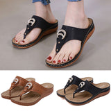 Women Open Toe Slippers Beach Sandals Flip Flops Thong Mules Wedge Casual Shoes