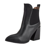 Women's Solid Color Ankle Boots Slip On Anti Slip Pointed Toe Casual Block Boots