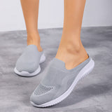 Women Flying Weaving Slippers Mules Slip On Round Toe Casual Athletic Shoes Flat