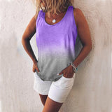 Plus Size Womens Loose Sleeveless T-shirt Ladies Gradient Summer Top Blouse