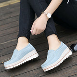 Women Suede Loafers Moccasins Pumps Slip On Wedge Casual Shoes Height Increase